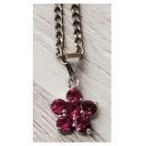 Pink Gemstone Flower Necklace