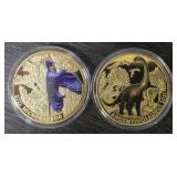 (2) Dinosaur Tokens: Microraptor & Argentinosaurus