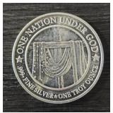 One Ounce Silver Round: Flag Over Cross