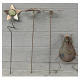 (4) Copper & Glass Frog, Star & Butterfly Yard Art