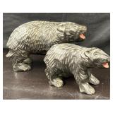 (2) Wood Primitive Carved Bears