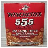 (555) Rounds of Winchester 22 Long Rifle Ammo