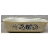 Pyrex Homestead Blue Pattern Casserole Dish w/Lid