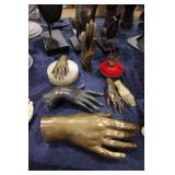 assorted metal art hands