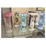 Bristol and cased glass hand vases