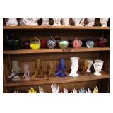 art glass apple paperweights and hand vases
