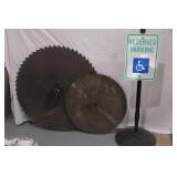 large saw blades, Handicap sign