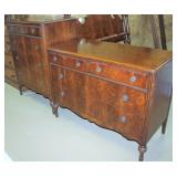 Mahogany chest, dresser with mirror and bed >