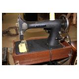 White portable sewing machine