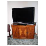 48 inch TV on oak stand >