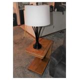oak lamp table and lamp