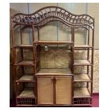 Vintage Bamboo Rattan Display Cabinet;