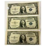 12.) 3 1935 Silver Certificates; 12.) 3 1935 Silver Certificates;