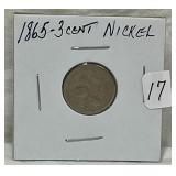 17.) 1865 3 Cent Nickel; 17.) 1865 3 Cent Nickel;