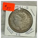 37.) 1921S Morgan Silver Dollar; 37.) 1921S Morgan Silver Dollar;
