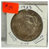 39.) 1923 Silver Peace Dollar; 39.) 1923 Silver Peace Dollar;