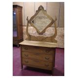 Three drawer swing mirror dresser >