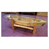 Cool Peeled Log glass top canoe >