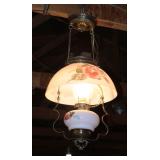 Floral painted Victorian hanging parlor light
