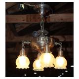 Early American brass chandelier with >