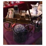 enameled coffee pot, toy wagon