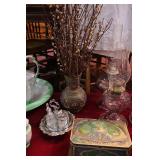 brass vase, oil lamp etc