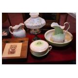 center draft oil lamp, washbowl set