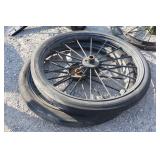 large iron wheels with tires