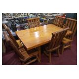 pine log table w/6 chairs