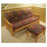 pine log futon loveseat >