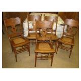 5 oak pressed back chairs
