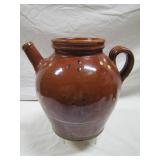 Impressive 9.5 inch tall redware batter jug>