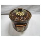 with lid, slipware design>>