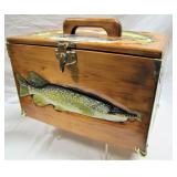 a masterpiece of a all sides carved tacklebox>