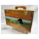 dog silhouette on back and >