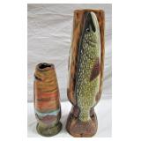 R -19 inch 3 fish carved vase >  