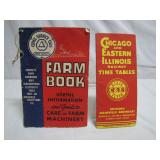 1943 Cities Service farm book, 1938 Chicago time tables