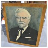 Col. Sanders lobby portrait, dressed in black, rare>
