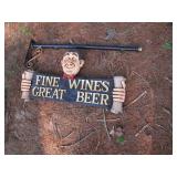 hanging beer wine sign