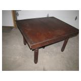 oak harvest table w/leave storage>