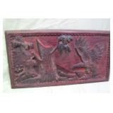 carved wooden Eagle plaque marked >>
