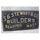 1860s Stewart Builders sign 19" x 10"