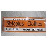 tin Style Plus clothes sign 36" x 12"