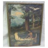 Native American framed litho