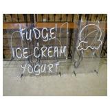 neon ice cream signs, no ballasts