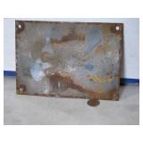 sign w/skull crossbones & lightening bolts>