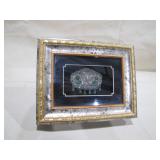 framed silver wire and green stone>