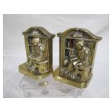 spelter patinated brass bookends> 
