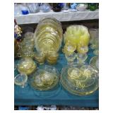 yellow depression glass>