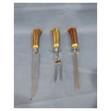 faux stag handle carving set>
